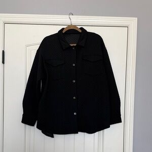 Women’s Quilted Black Button-Up Shacket -Size L